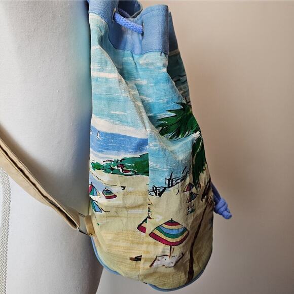 OUNSBY Beach Elements‎ Beach Artsy Backpack Unique Canvas Bag Ocean Blue Sand - Picture 4 of 16